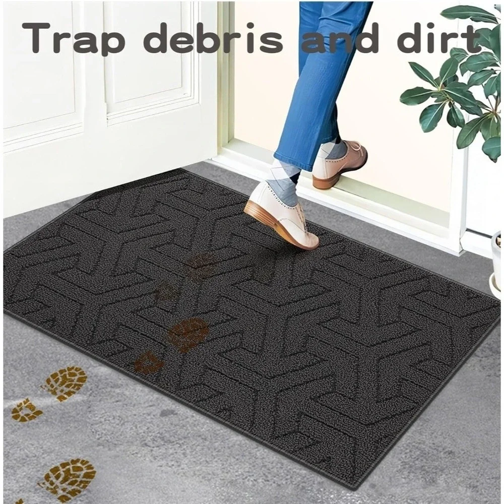 Villsure Door Mat, Non-Slip Entryway Mats Resist Dirt, 35 x 59, Gray